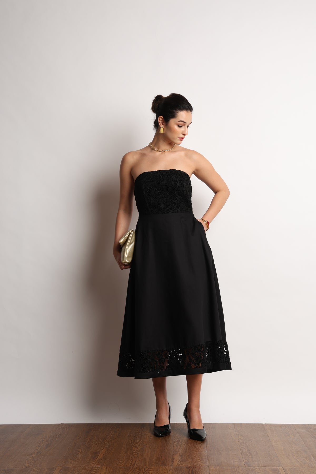 Here Lace Strapless Dress