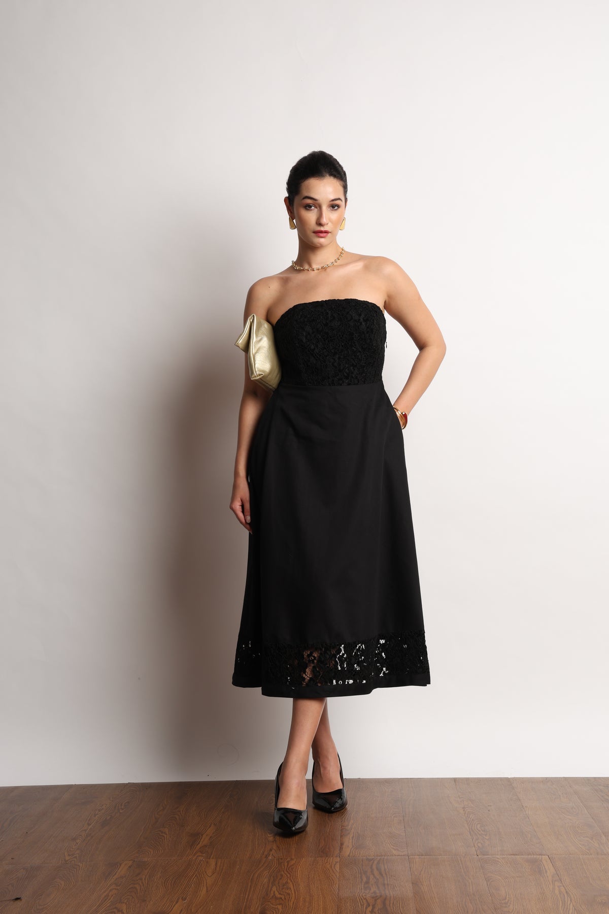 Here Lace Strapless Dress