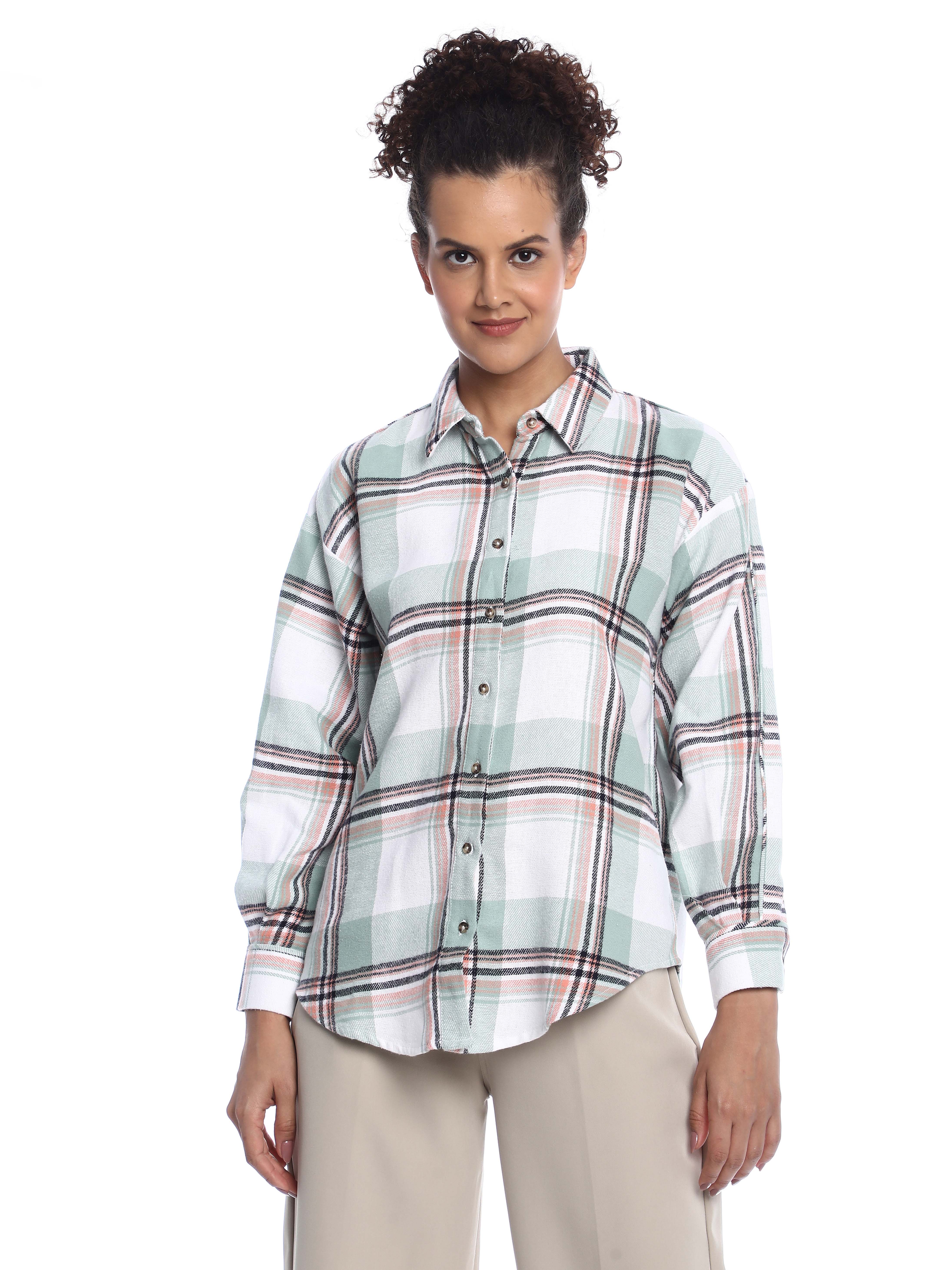 Beatrice Checks Oversized Brushed Cotton Shirt