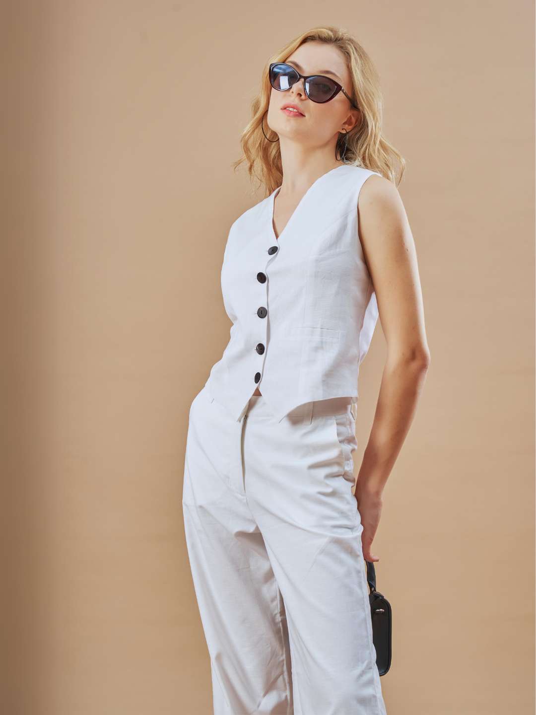 Dina Vest Stylish Cotton Linen Co-Ord Set