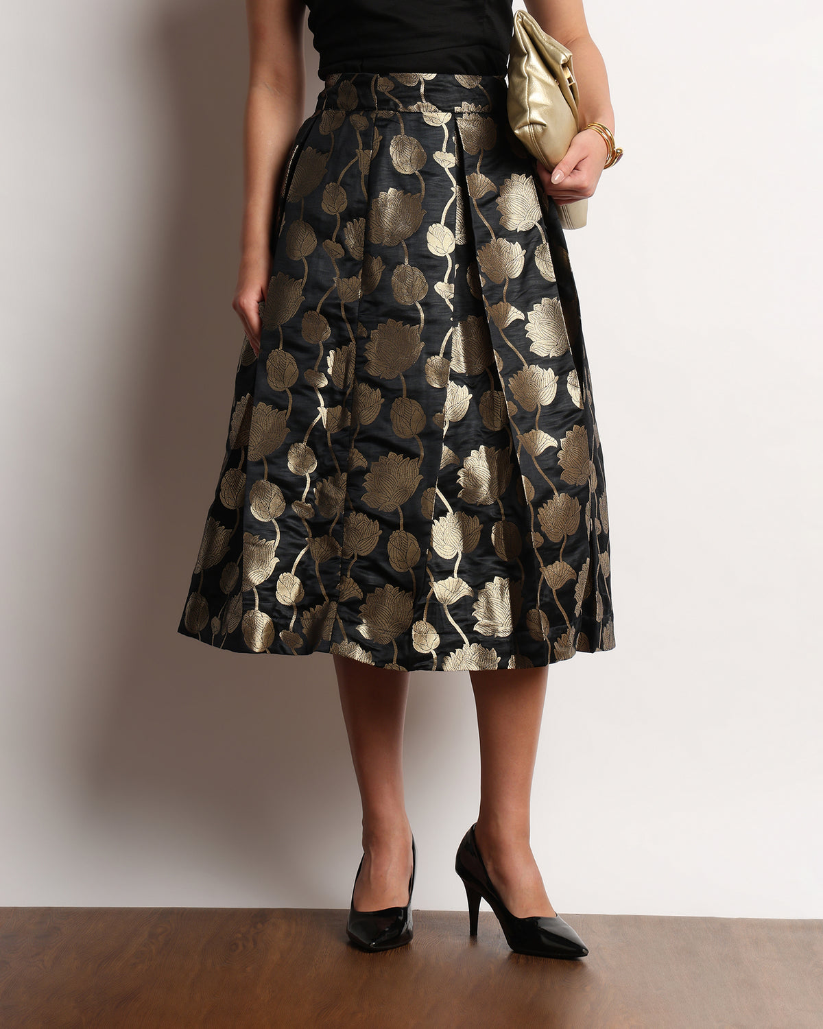Hivani Brocade Midi Skirt