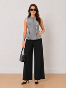 Hellen B&W Pleated Sleeveless Formal Top