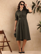 Diana Cotton Formal Midi Shirt Dress For Women