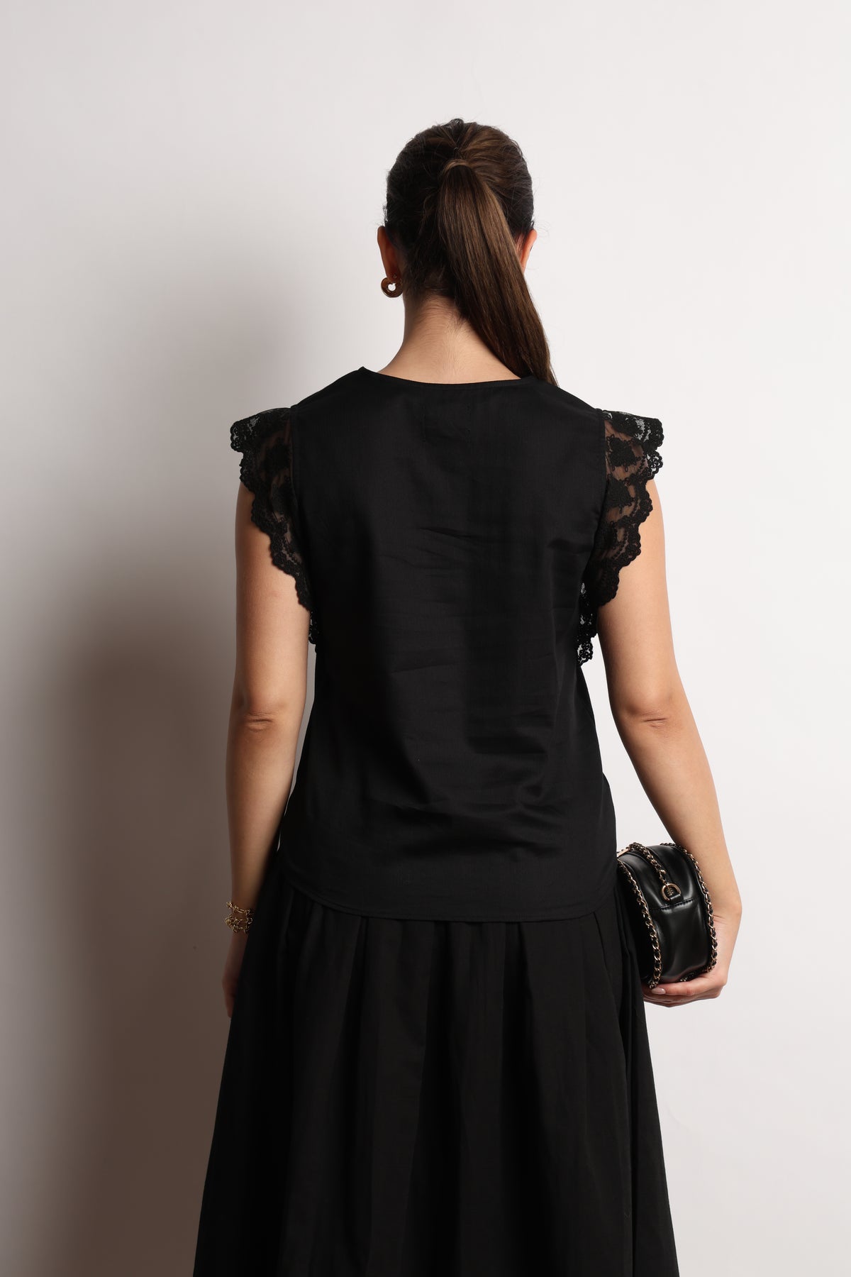 Hertha Lace V Neck Top