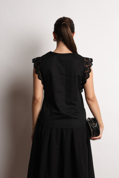 Hertha Lace V Neck Top