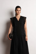 Hertha Lace V Neck Top