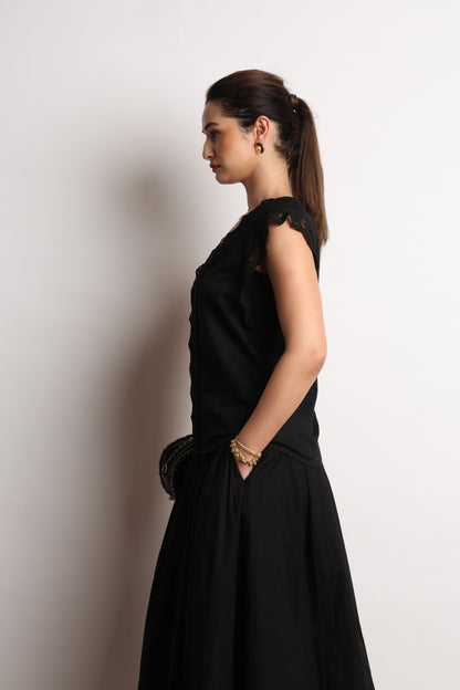 Hertha Lace V Neck Top