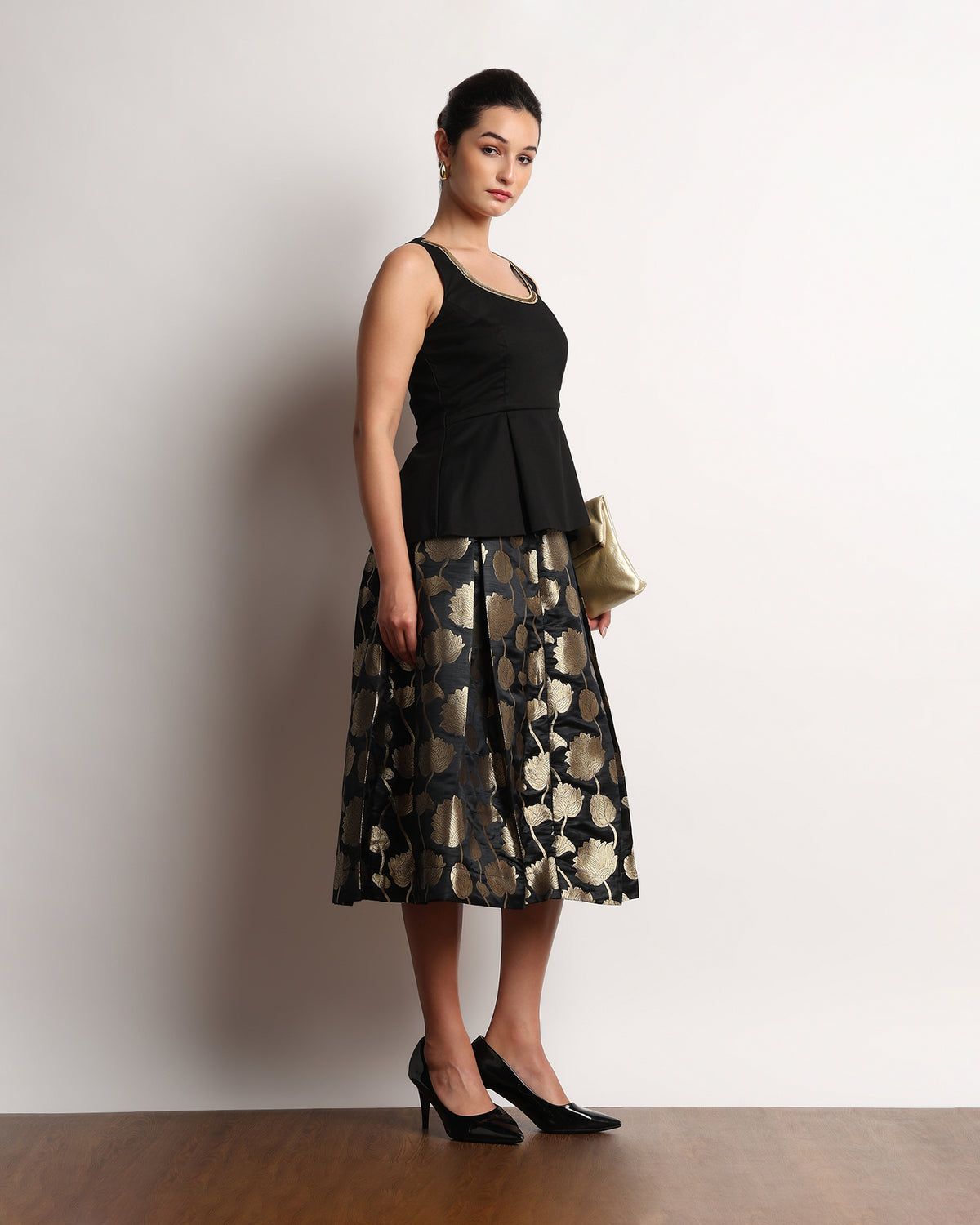 Hivani Brocade Midi Skirt