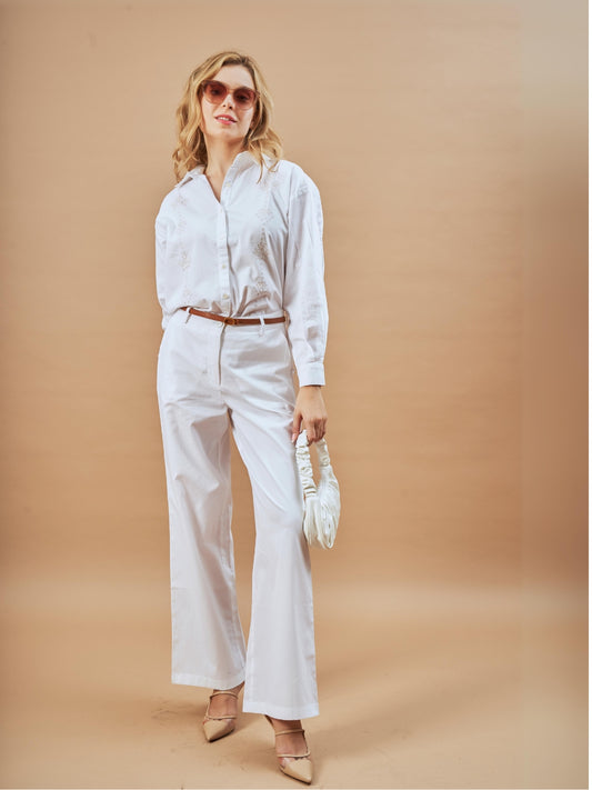 Della Embriodered Cotton Stylish Office Co-Ord Set