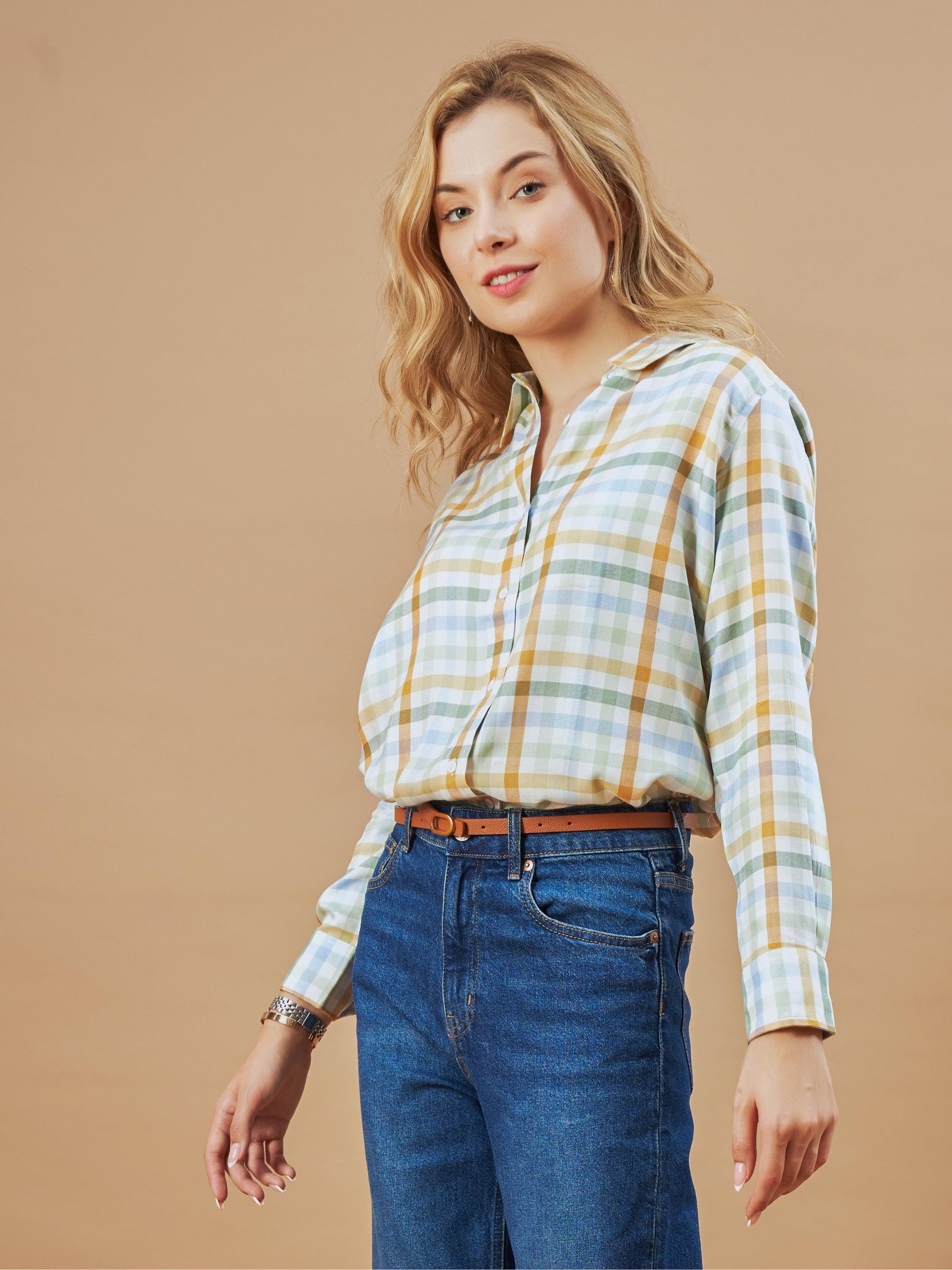 Delnaz Checks Cotton Office Casual Shirt