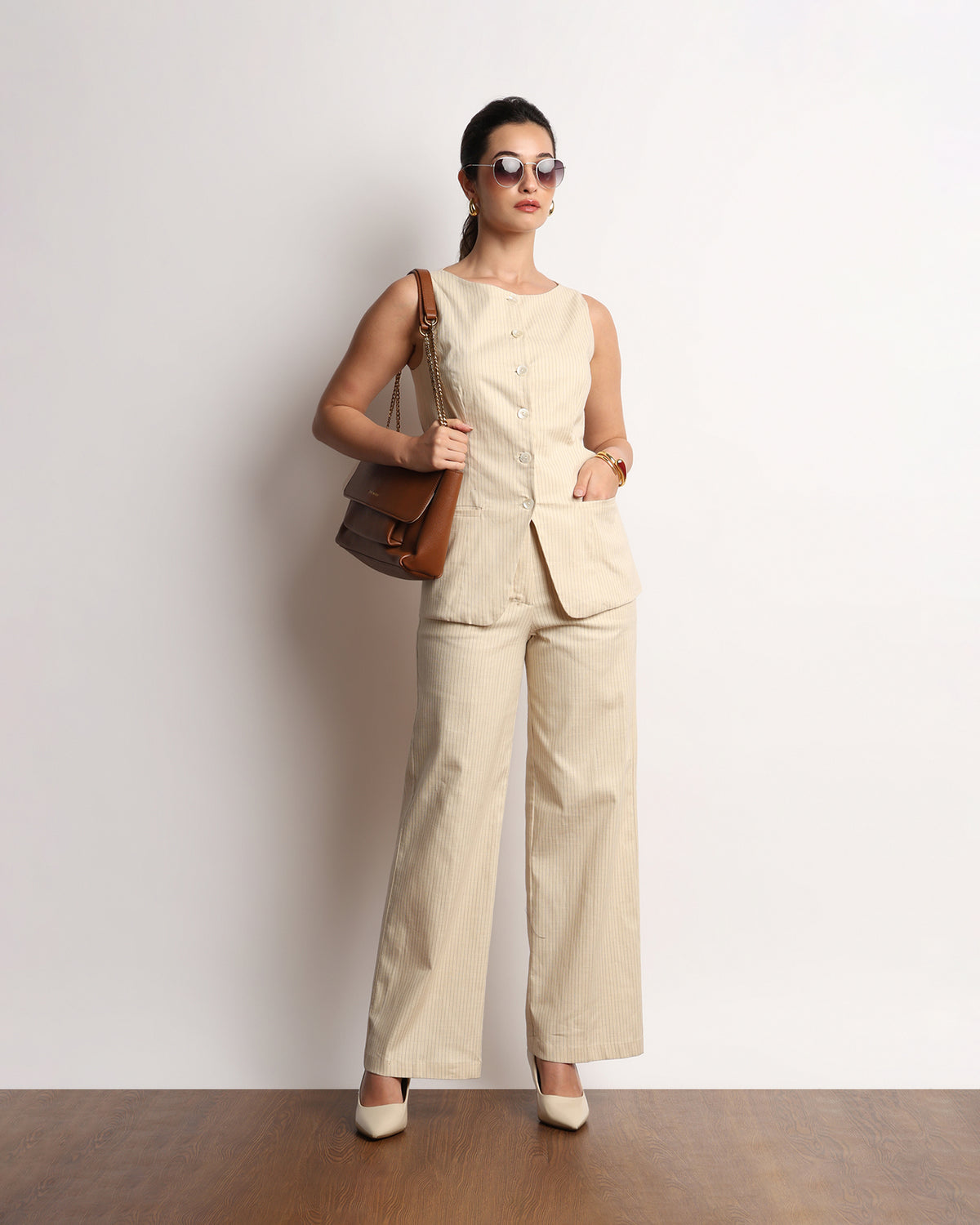 Heading Pinstriped Vest