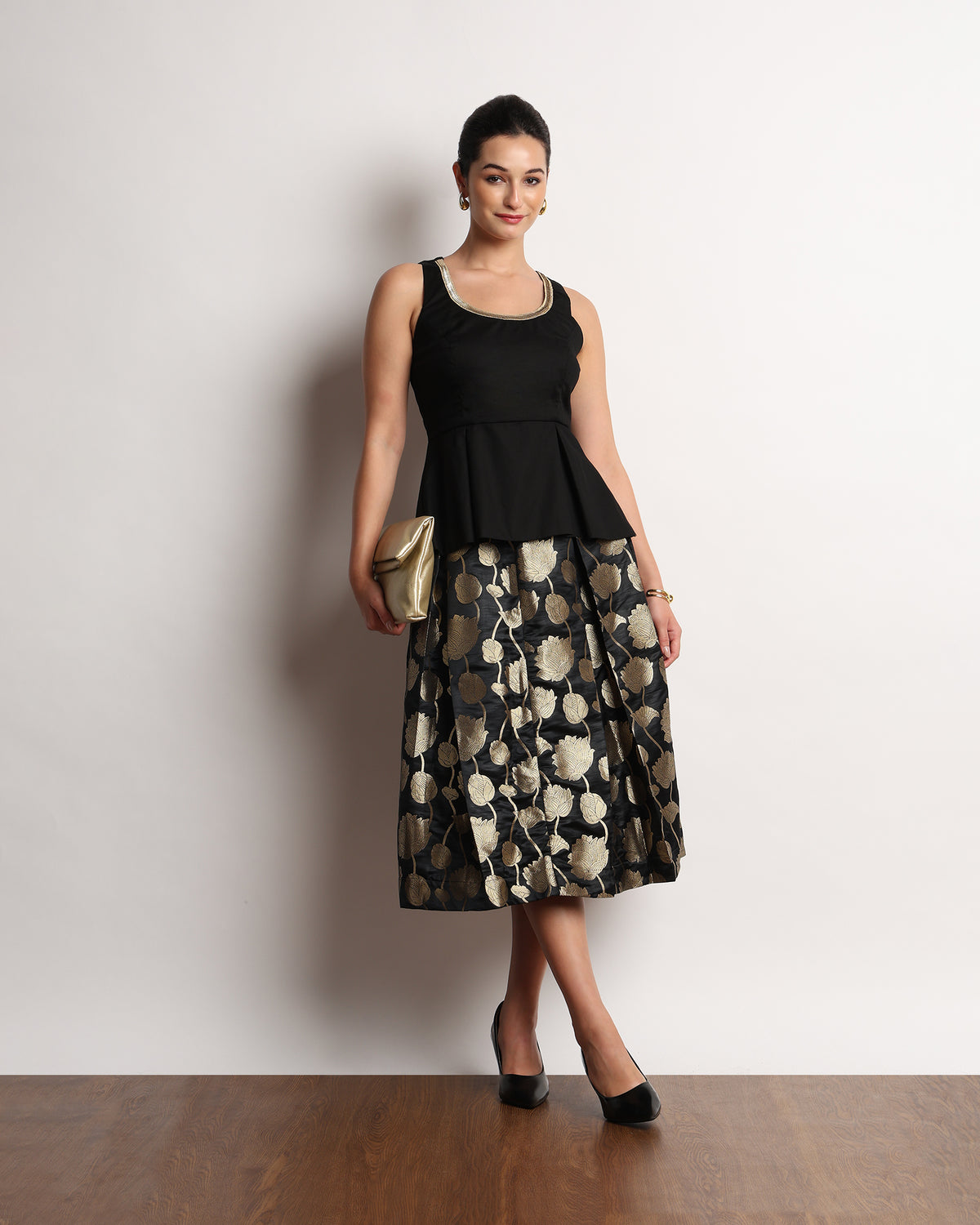Hivani Brocade Midi Skirt