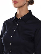 Armani Navy Blue Cotton Formal Shirt for Women - Munich Fit from GAZILLION - Front Detail