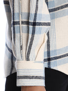 Barbara Powder Blue Brushed Cotton Checks Drop Shoulder Shirt for Women - Paris Fit from GAZILLION - Sleeve Detail