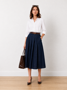 Hansel Denim Pleated Maxi Skirt
