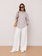 Andria Grey Cotton Oversized Shirt