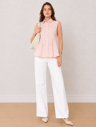Amelia Pink Sleeveless Cotton Formal Shirt