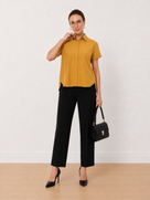 Avony Mustard Yellow Formal Half Sleeves Shirt