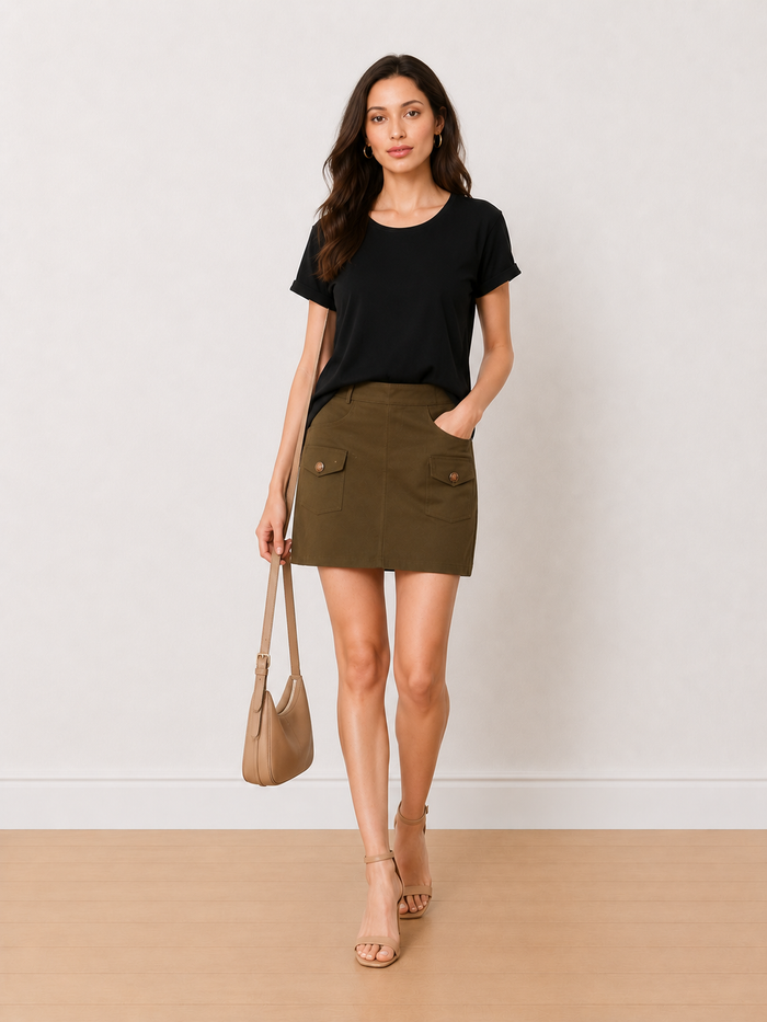 Aspen Black Loose Cotton Tshirt