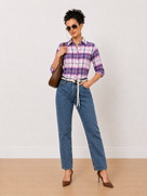 Binny Purple & Pink Checks Office Casual Shirt