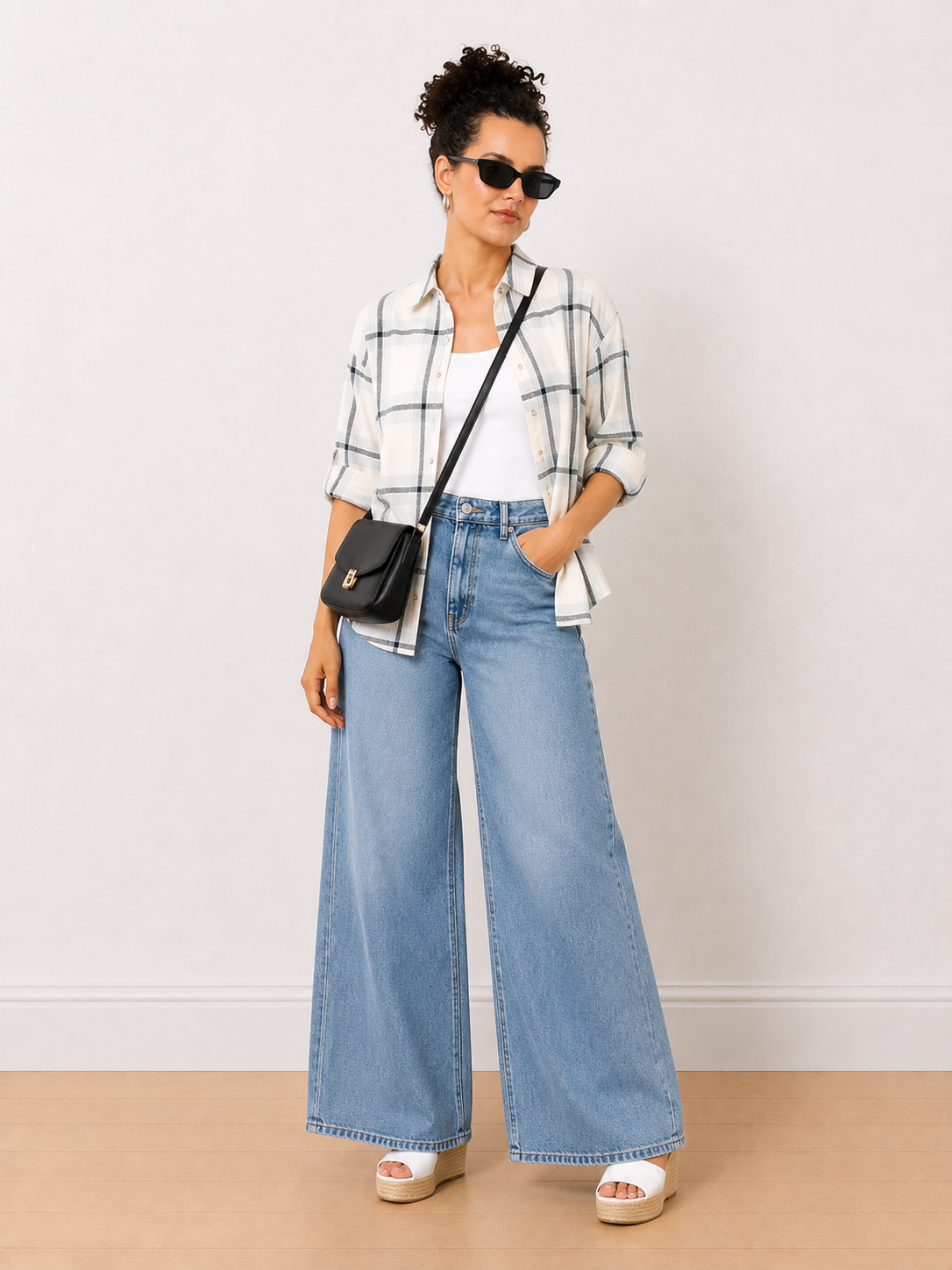 Barbara Checks Oversized Brushed Cotton Shirt