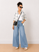 Barbara Checks Oversized Brushed Cotton Shirt