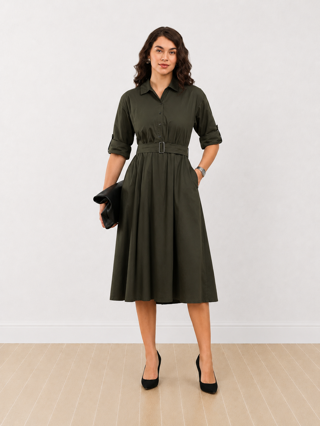Diana Cotton Formal Midi Shirt Dress