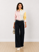 Deera Pastel Colour Blocked Cotton Oversized Shirt
