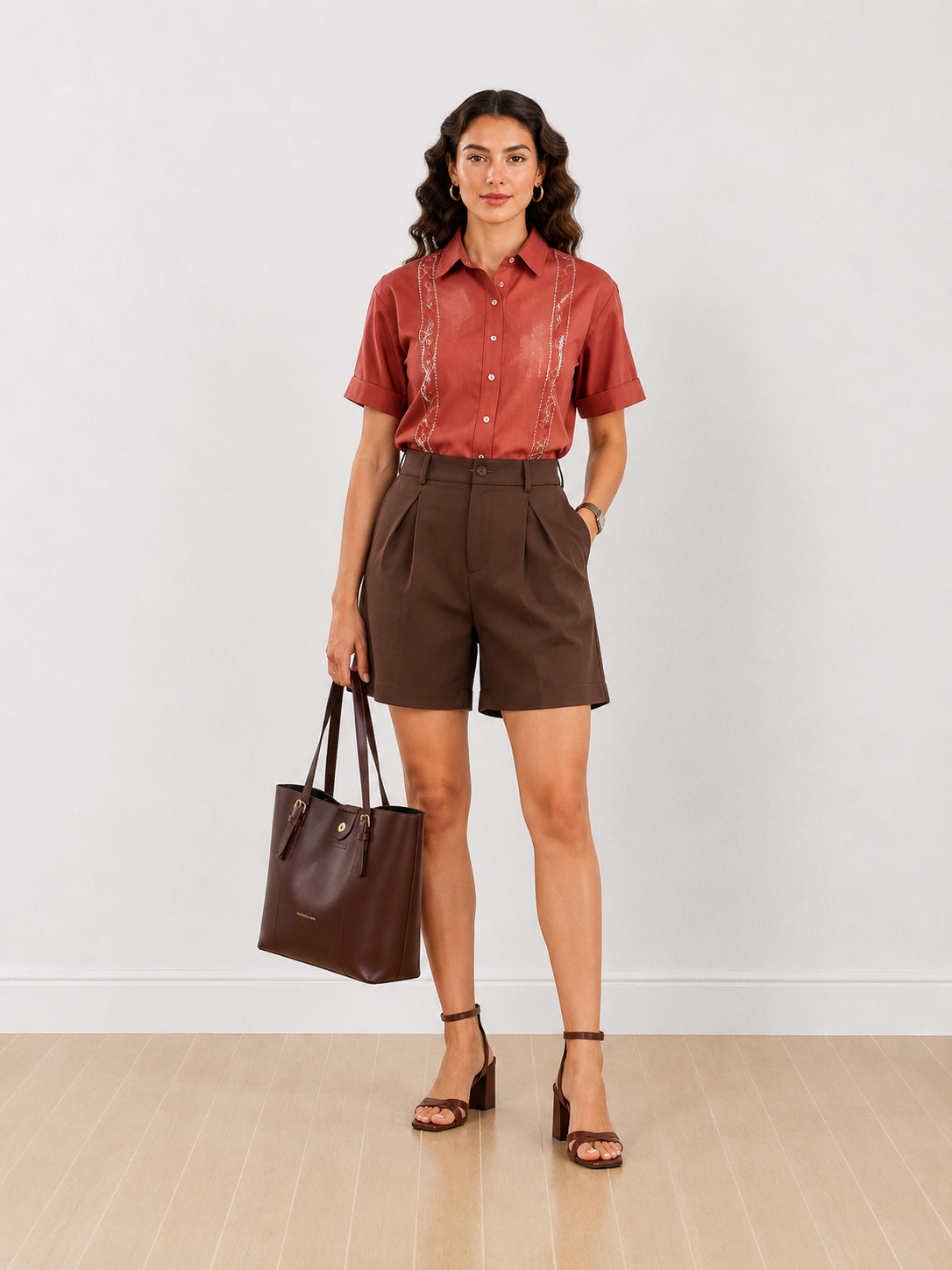 Danika Embroidered Short Sleeves Cotton Shirt