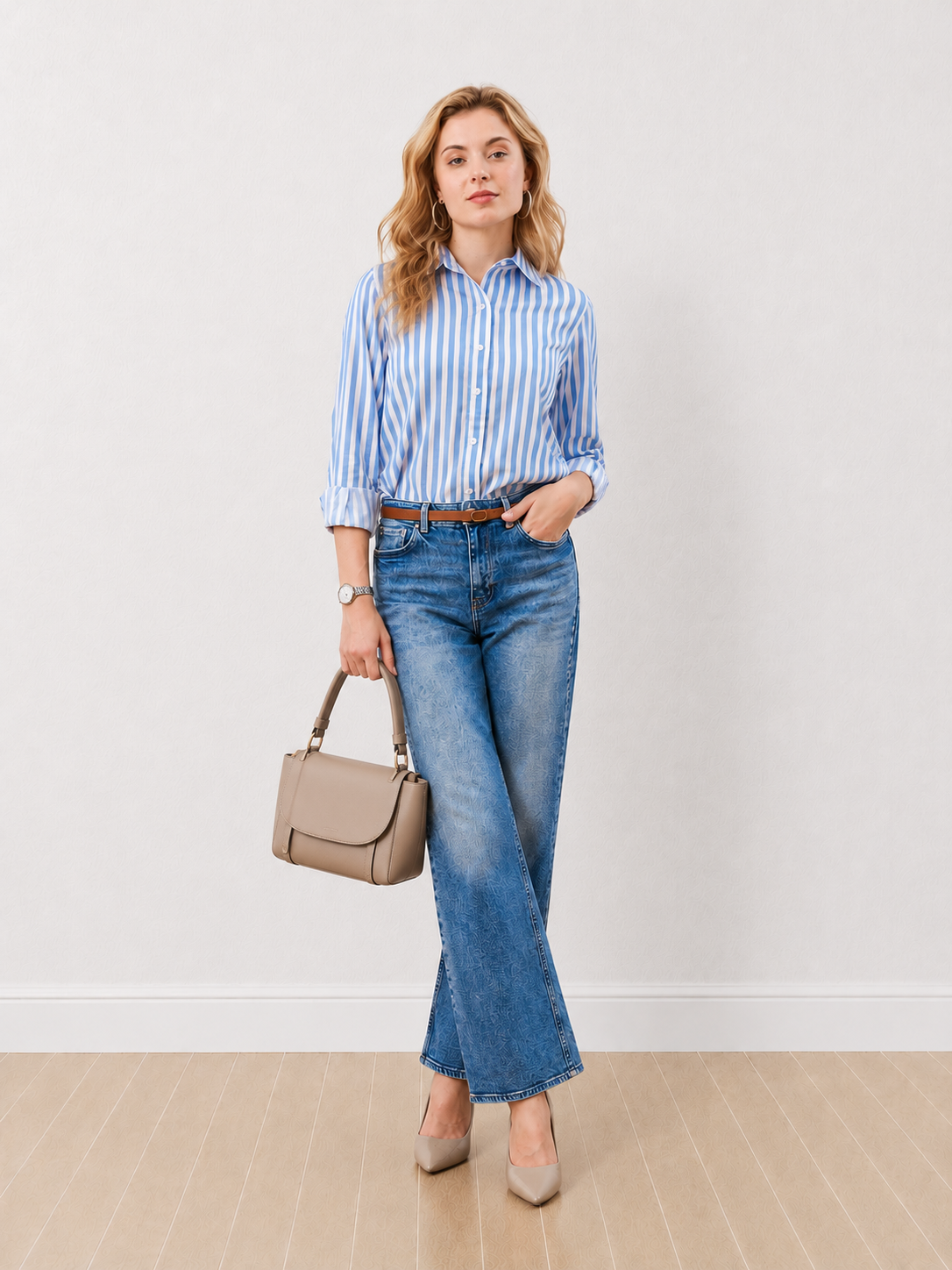 Dede Blue & White Striped Formal Shirt