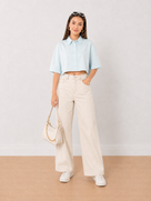 Carolina Sky Blue Cropped Shirt
