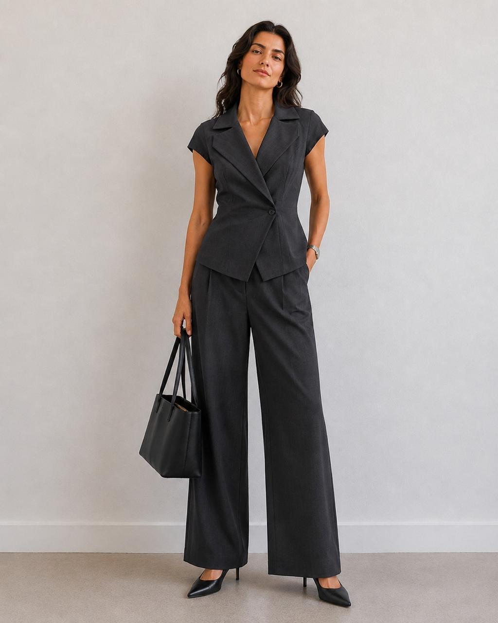 Henriet Short Sleeve Blazer Top