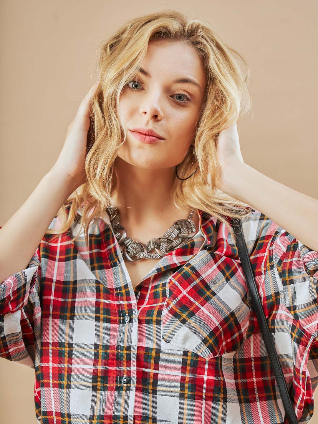 Dia Red Checks Cotton Oversized Shirt