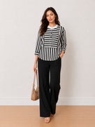 Helvia Striped Bib Yoke Shirt