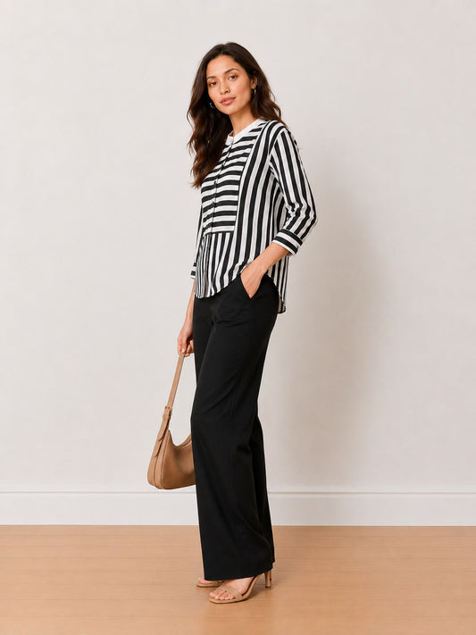 Helvia Striped Bib Yoke Shirt