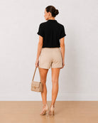 Alfa black 100% viscose shirt back view with the gathers at the yoke