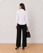 Alora white 100% cotton formal shirt back view with the 2 back darts