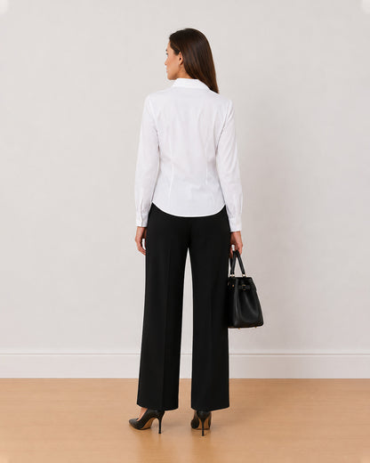 Alora white 100% cotton formal shirt back view with the 2 back darts