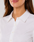 Alora white cotton formal shirt collar and placket with hidden dignity buttons