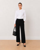Gazillion Alora pristine white 100% cotton formal shirt for women, full length front