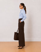 Alora sky blue cotton formal shirt side profile with the tailored fit