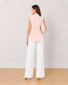 Amelia baby pink sleeveless cotton shirt back view with the 2 back darts