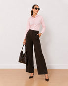 Gazillion Anna baby pink stretch cotton poplin formal shirt for women, front view