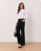 Anna white cotton poplin formal shirt, angled view with full sleeves