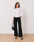 Gazillion Anna white stretch cotton poplin formal shirt for women, front view