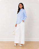 Aria sky blue 100% Oxford cotton formal shirt, angled front view