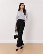 Aria stone grey 100% Oxford cotton formal shirt, angled front view