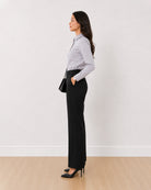 Aria stone grey cotton formal shirt side profile with full sleeves