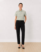 Gazillion Ariana sage green 100% cotton half sleeves shirt for women, front view