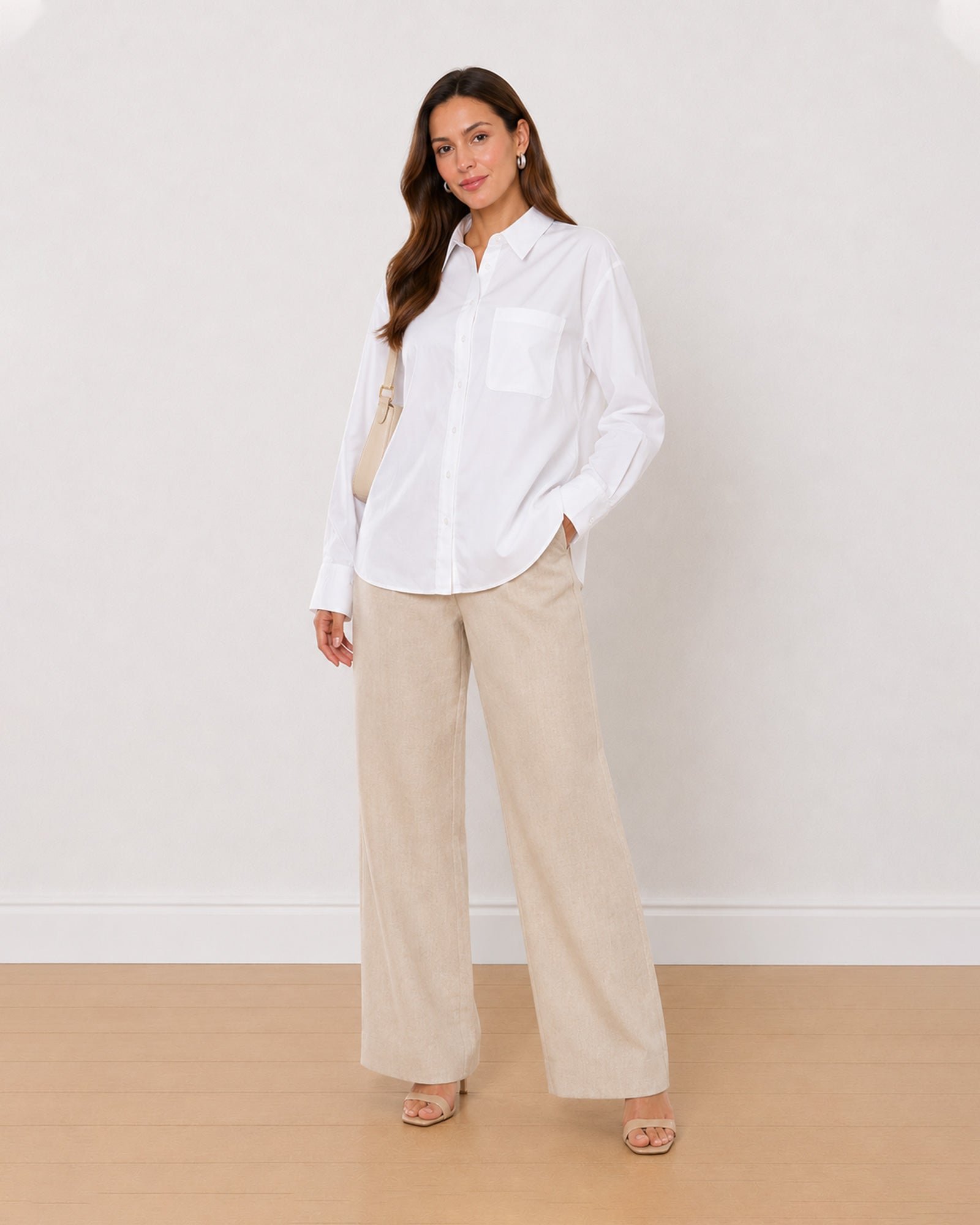 Gazillion Ava white Oxford cotton oversized shirt for women, front view